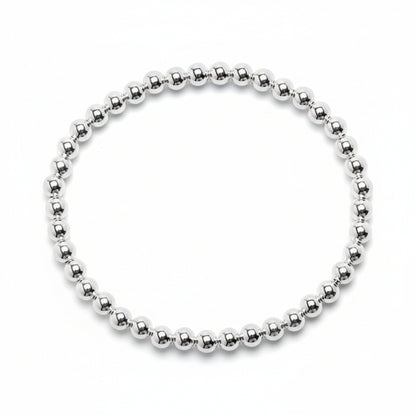 Silver beaded bracelet with 4mm spherical beads and high-polish finish by Alef Bet