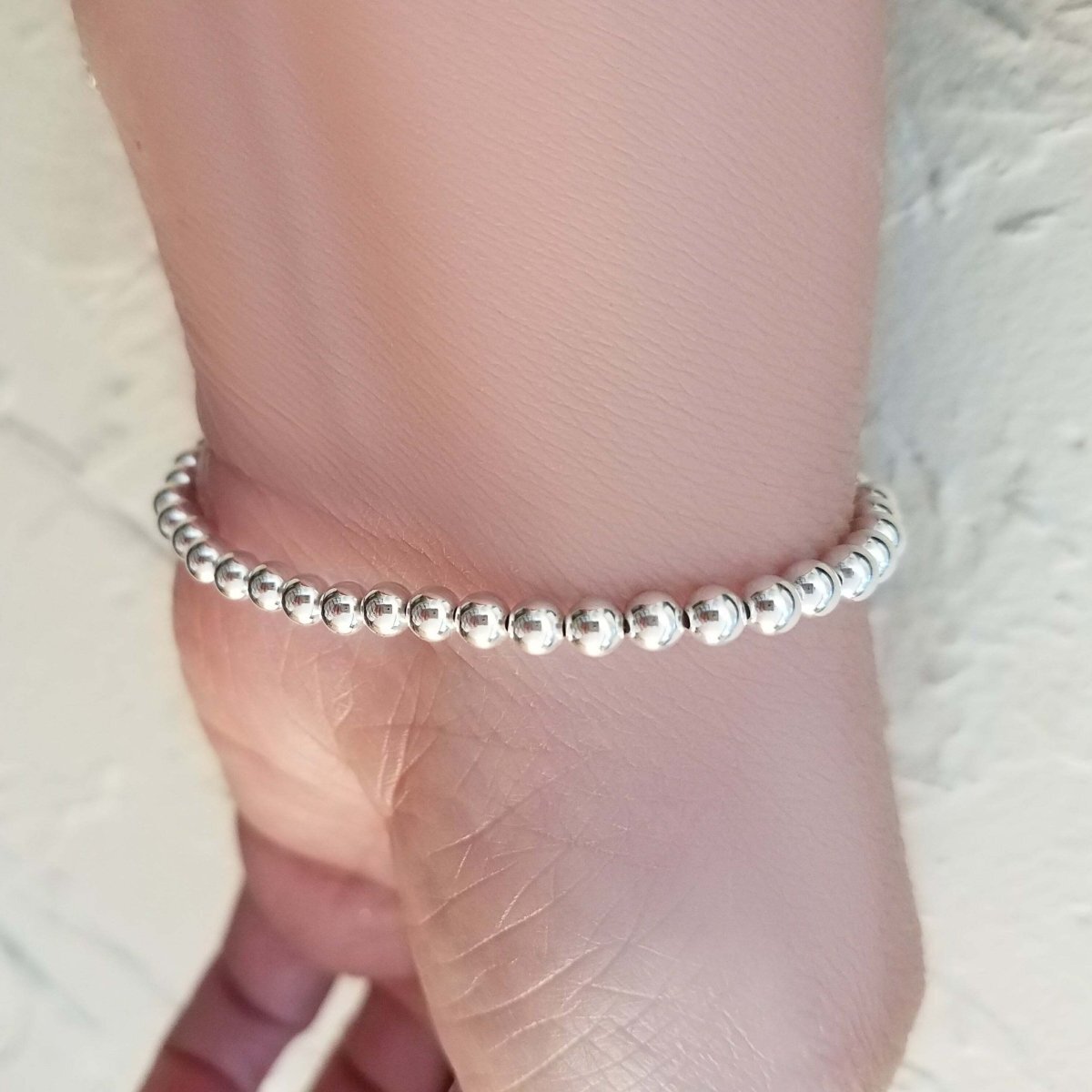 Silver Beaded Bracelet 5mm