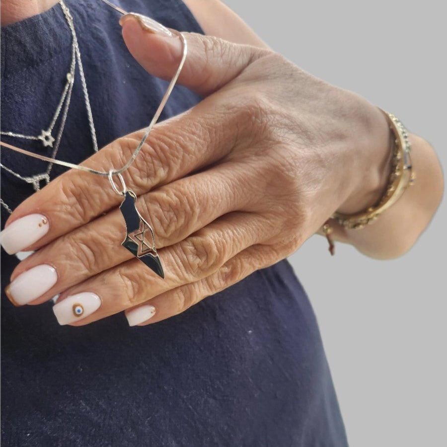Silver Map of Israel Necklace on Snake Chain