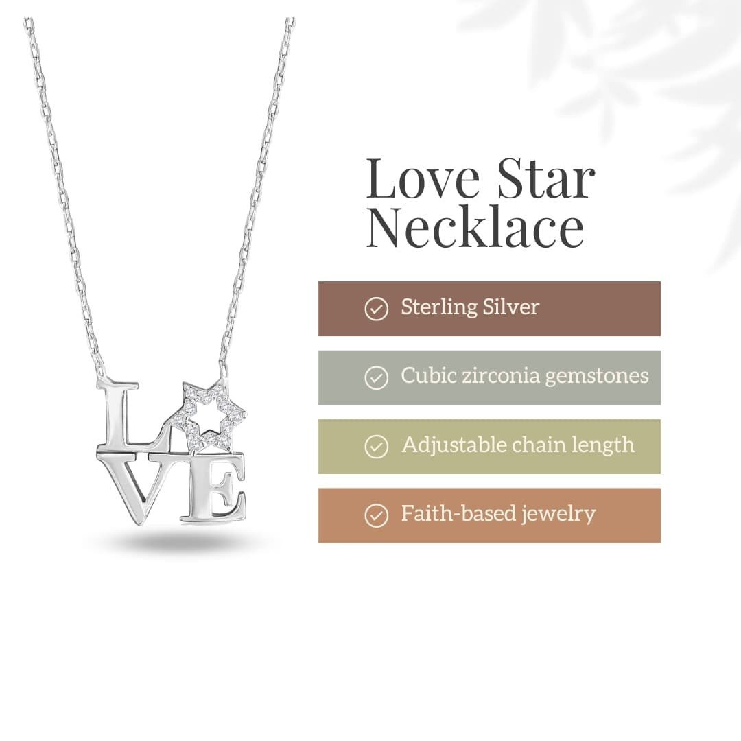 Silver Star of David Love Necklace | Alef Bet