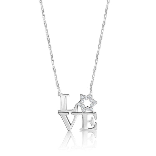 Love letter necklace featuring sparkling Star of David; sterling silver, adjustable 16"-18", adorned with cubic zirconia stones.
