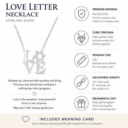Silver Star of David Love Necklace | Alef Bet
