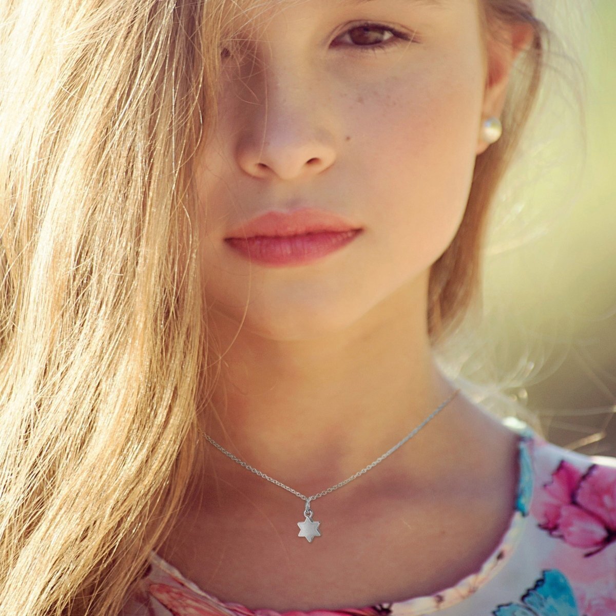 Silver Star of David Necklace | 16" Silver Box Chain