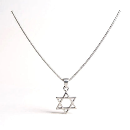 Silver Star of David Pendant on a Snake Chain
