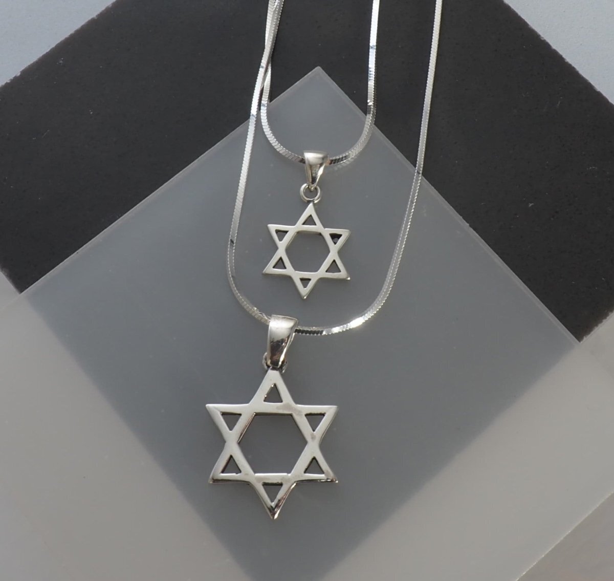 Silver Star of David Pendant on a Snake Chain
