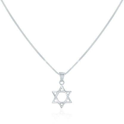 Silver Star of David Pendant on a Snake Chain