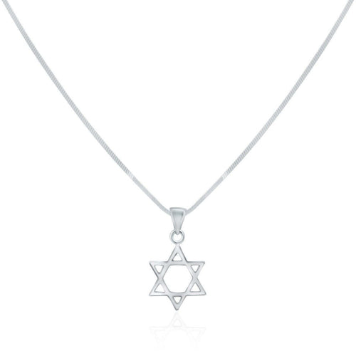Silver Star of David Pendant on a Snake Chain