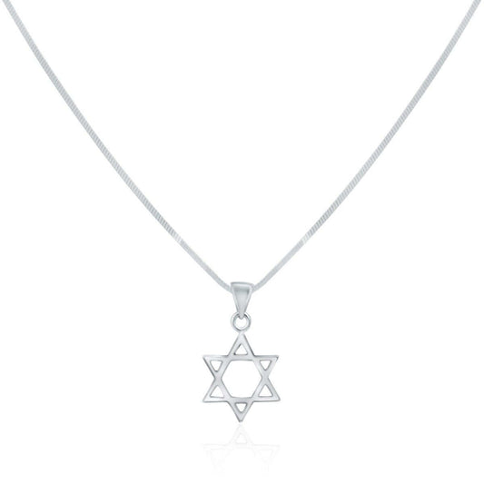 Silver Star of David Pendant on a Snake Chain