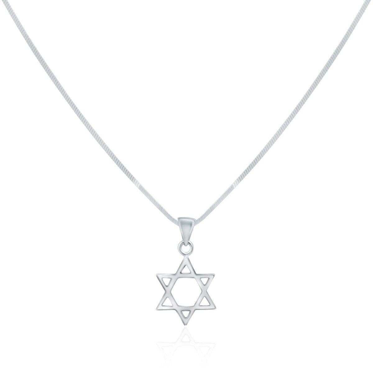 Silver Star of David Pendant on a Snake Chain