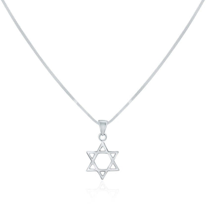 Silver Star of David Pendant on a Snake Chain