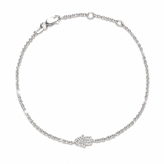 Diamond Hamsa Bracelet in Gold or Silver