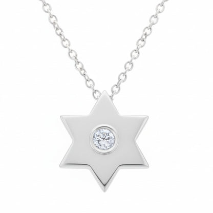 Simple Gold & Single Diamond Star of David Necklace: Everyday Design