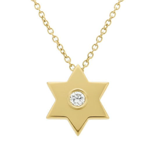 Simple Gold & Single Diamond Star of David Necklace: Everyday Design