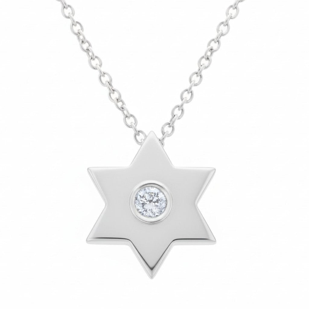 Simple Gold & Single Diamond Star of David Necklace: Everyday Design