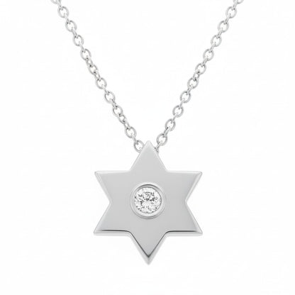 Simple Gold & Single Diamond Star of David Necklace: Everyday Design