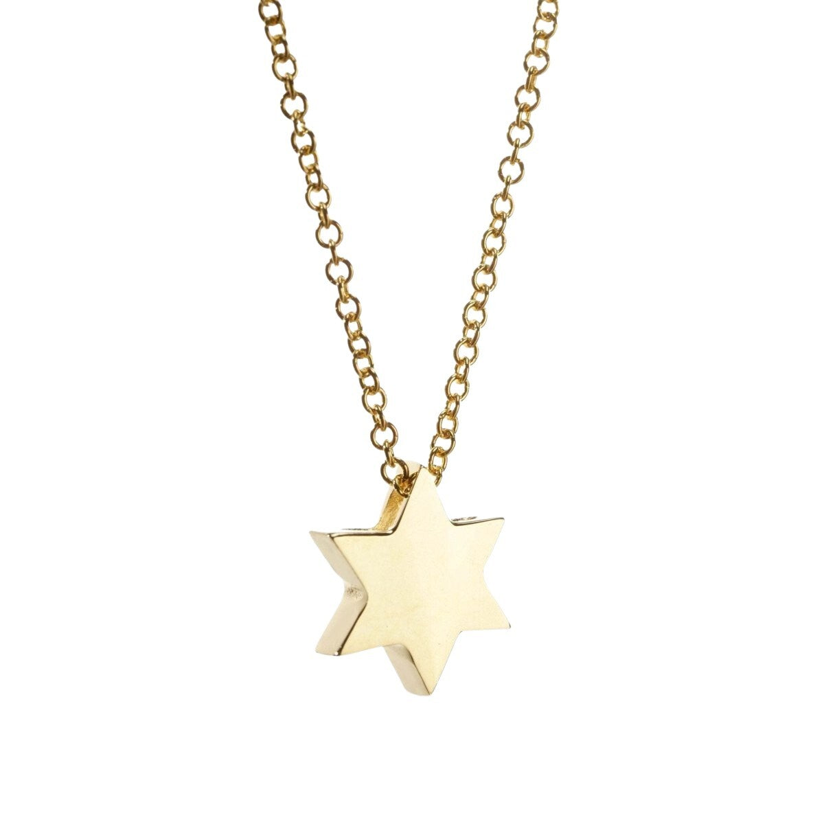 14k gold Star of David pendant necklace with geometric star detail by Alef Bet