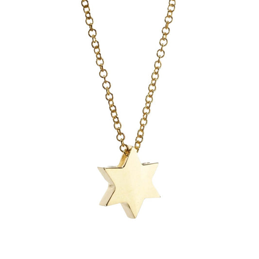Star of David necklace in 14k gold with high-polish finish by Alef Bet