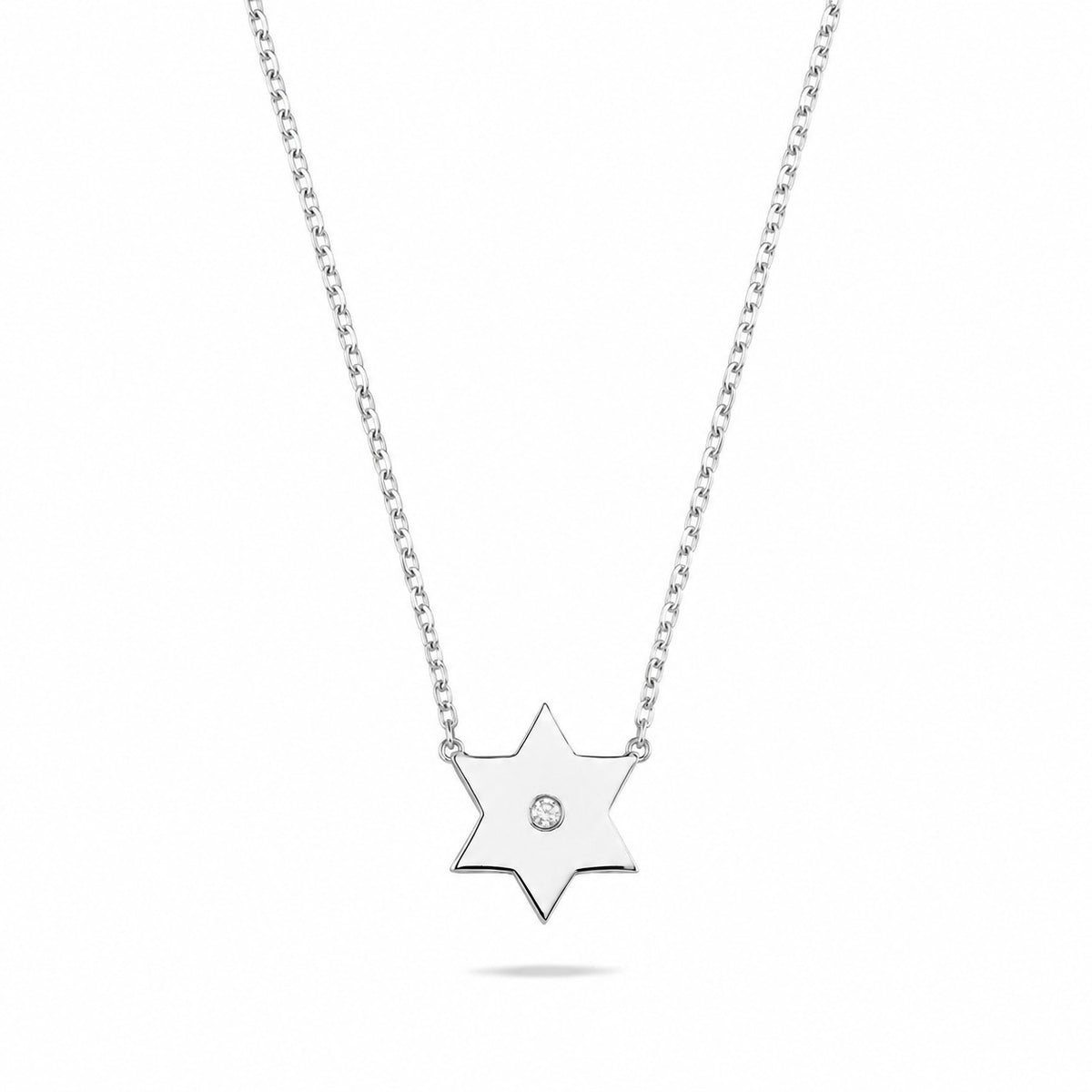 Simple Star of David Necklace with Bezel Set CZ in Sterling Silver 925