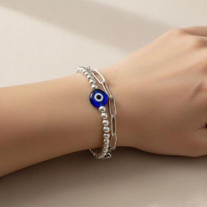 Single Lucky Evil Eye Stacking Bracelet