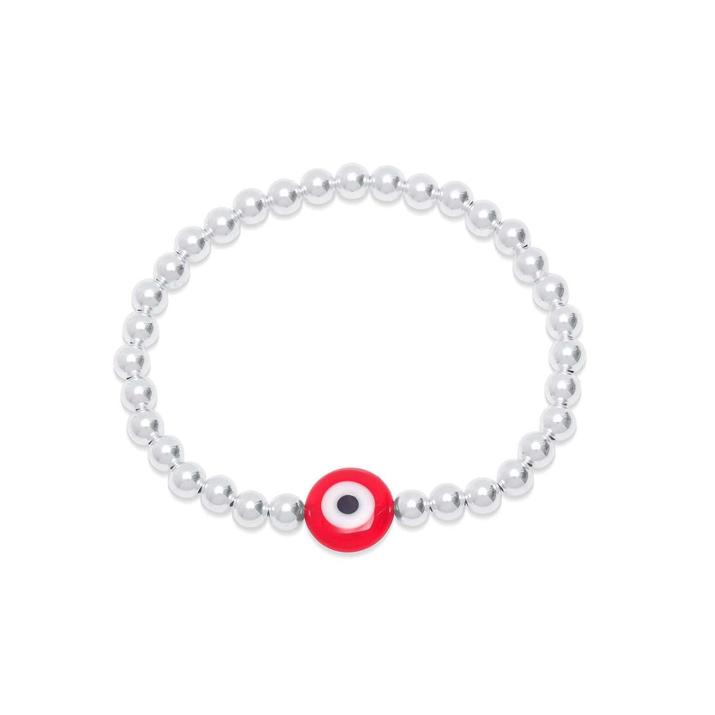Red evil eye bracelet with 5mm beads and protection charm by Alef Bet
