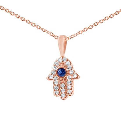 Small and Dainty Hamsa Diamond Necklace in 14k Gold