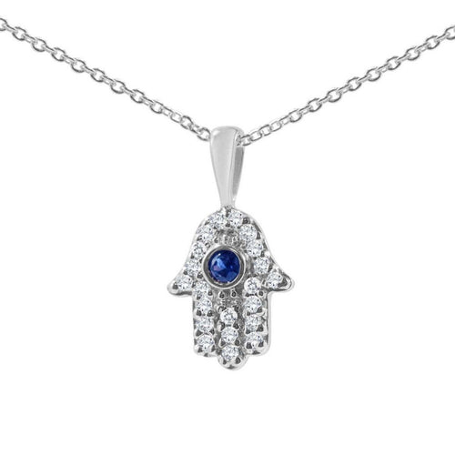 Small and Dainty Hamsa Diamond Necklace in 14k Gold