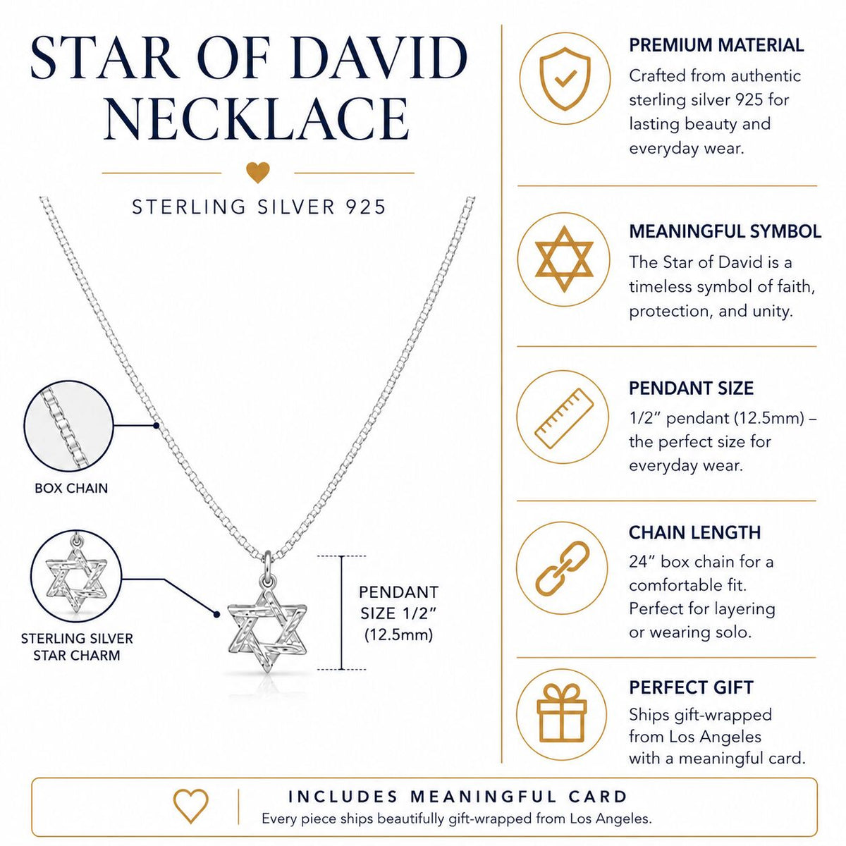 Small sterling silver star of David necklace layering style, angled view by Alef Bet