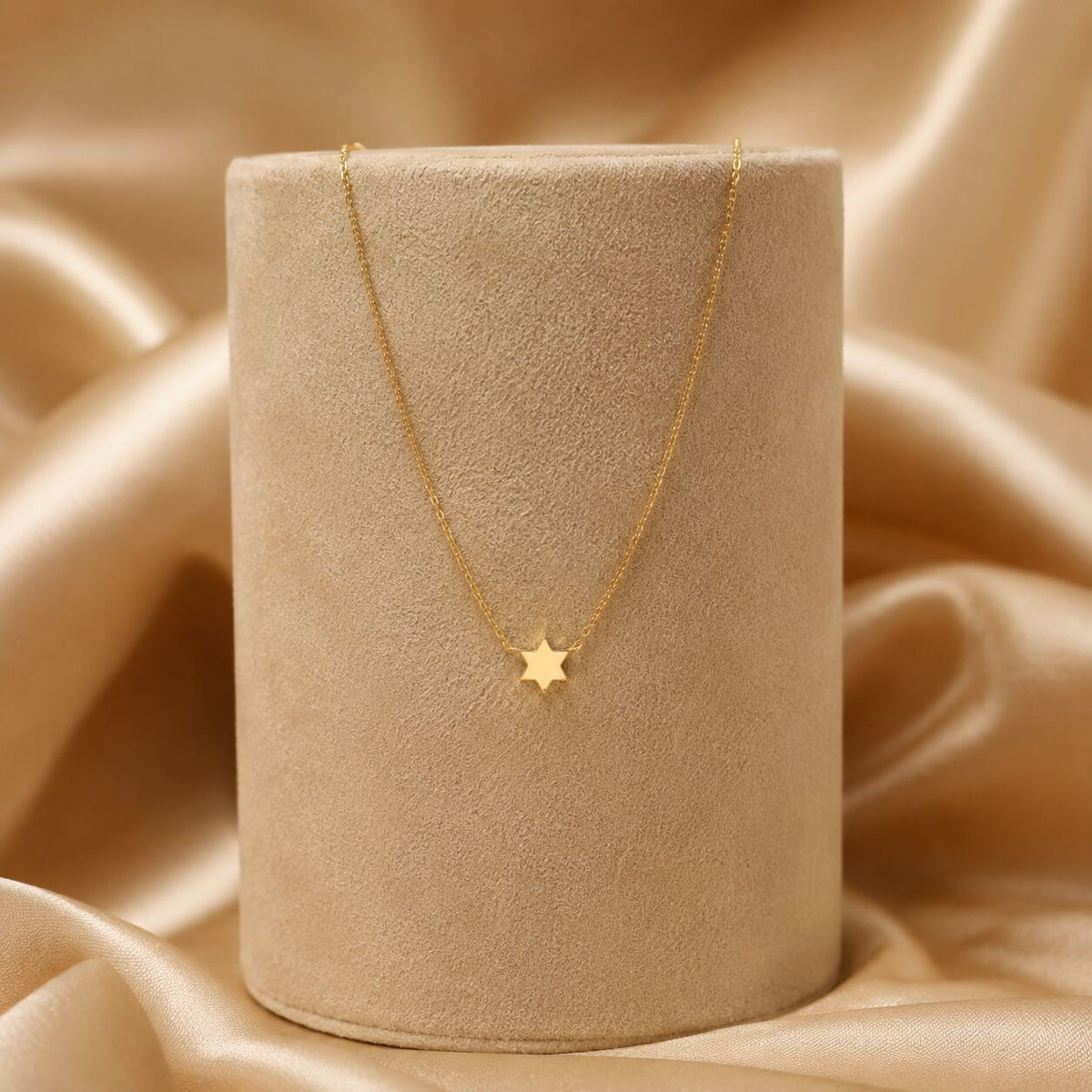 Jewish Star of David Necklace in Solid 14k Yellow Gold, a delicate symbol of faith you will cherish for generations