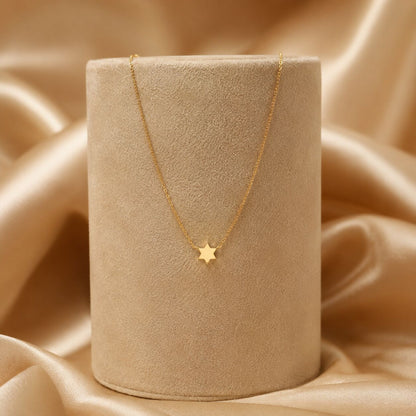 Jewish Star of David Necklace in Solid 14k Yellow Gold, a delicate symbol of faith you will cherish for generations