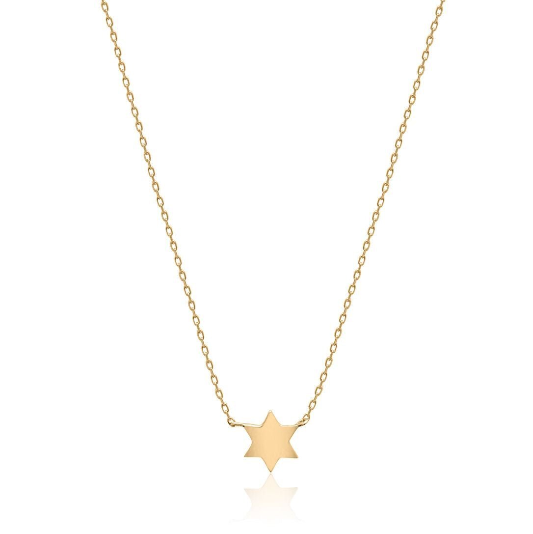 Petite star necklace in 14K white gold with high-polish finish by Alef Bet