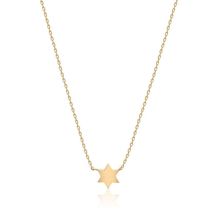 Petite star necklace in 14K white gold with high-polish finish by Alef Bet