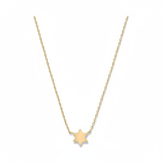 Solid Gold Petite Jewish Star Necklace