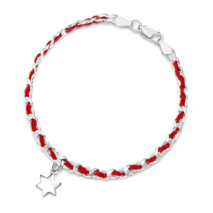 Red string bracelet made of sterling silver, symbolizing protection and beauty, with charm and gift wrapping included.