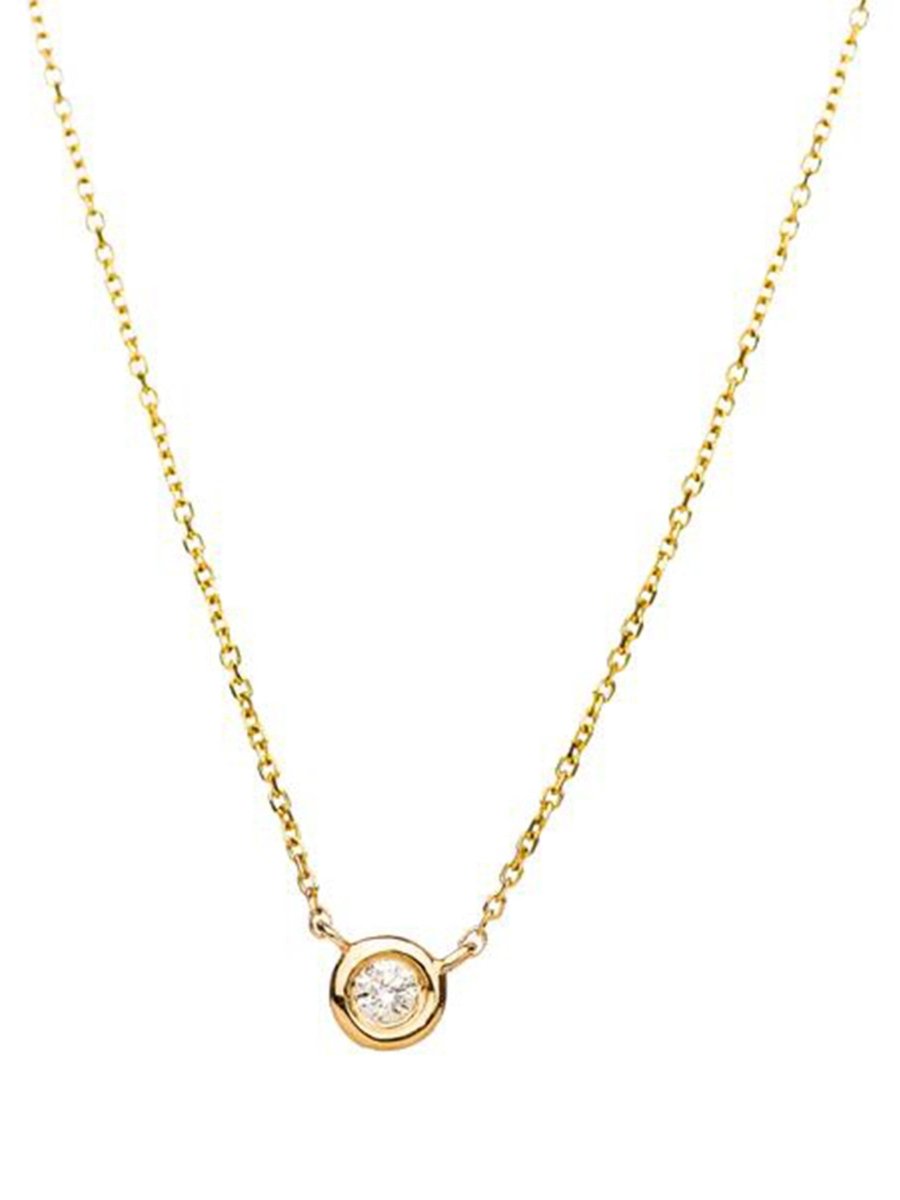 Solitaire Diamond Necklace in 14k Gold