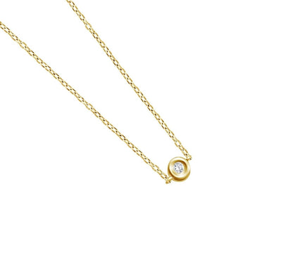 Solitaire Diamond Necklace in 14k Gold