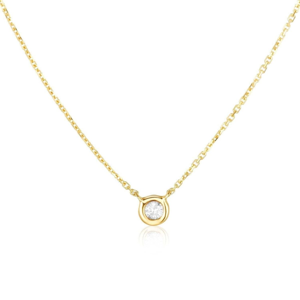 Solitaire Diamond Necklace in 14k Gold
