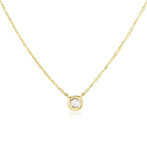 Solitaire Diamond Necklace in 14k Gold