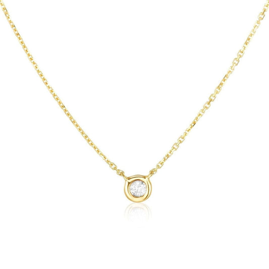 Solitaire Diamond Necklace in 14k Gold
