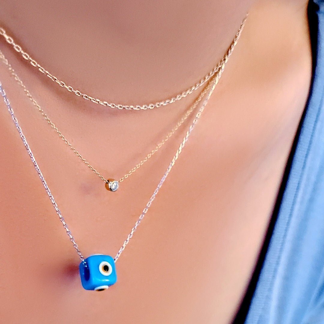 Solitaire Diamond Necklace in 14k Gold