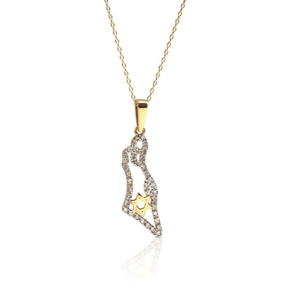 Diamond necklace in 14k gold with bezel-set stone and 20-inch chain by Alef Bet