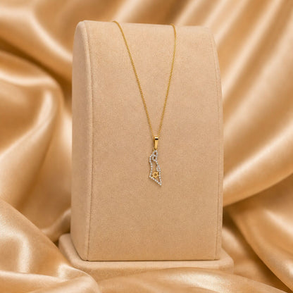 Southern Israel Map Necklace in Solid 14k Yellow Gold with Real Diamonds, the heirloom piece built to be passed down