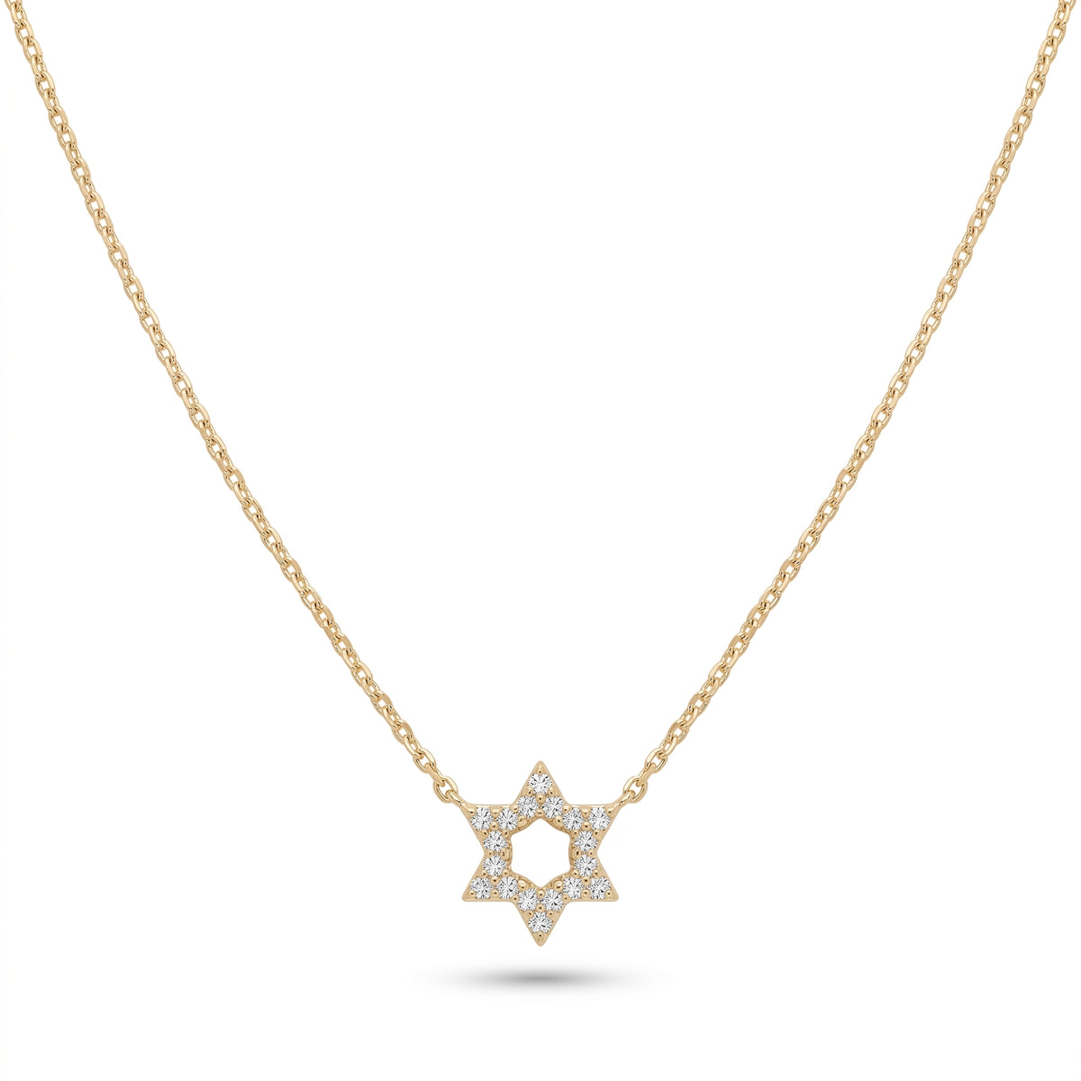 Diamond Star of David pendant in 14K yellow gold with pave-set stones by Alef Bet