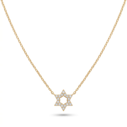 Diamond Star of David pendant in 14K yellow gold with pave-set stones by Alef Bet