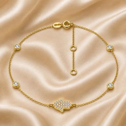 Sparkling for Every Milestone, Hamsa Bracelet with Diamonds in 14k Yellow Gold