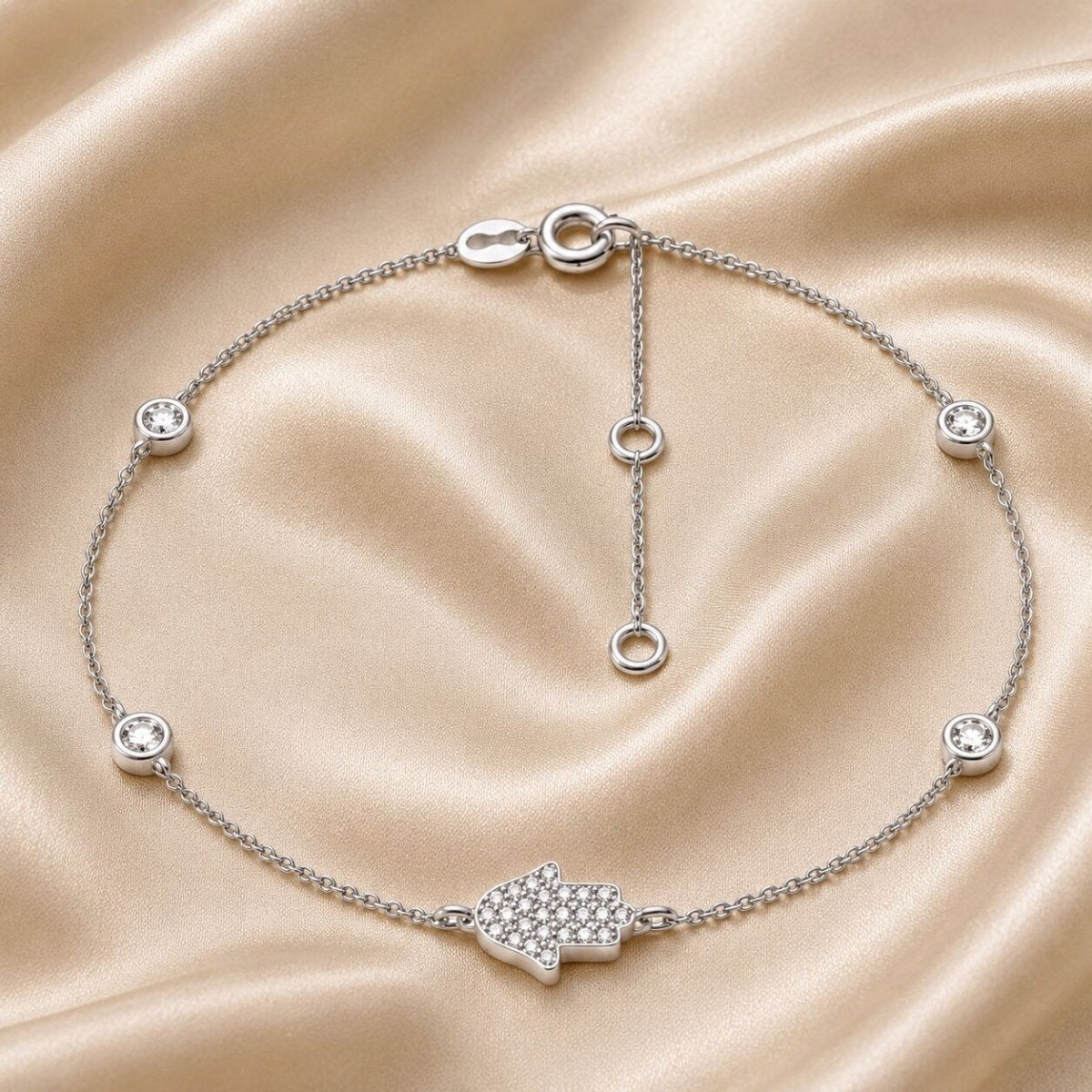 Sparkling for Every Milestone, Hamsa Bracelet with Diamonds in 14k Yellow Gold