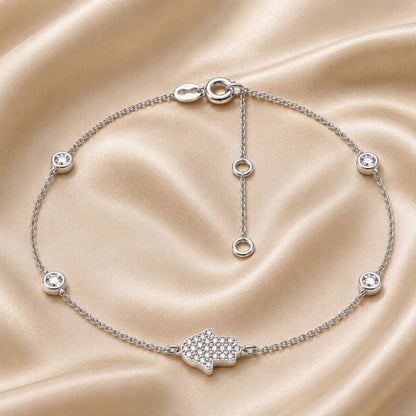 Sparkling for Every Milestone, Hamsa Bracelet with Diamonds in 14k Yellow Gold
