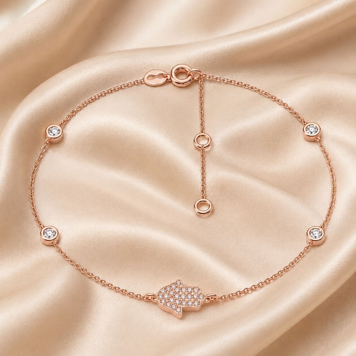 Sparkling for Every Milestone, Hamsa Bracelet with Diamonds in 14k Yellow Gold