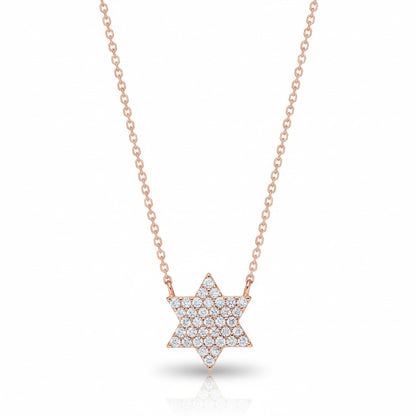 Sparkling Jewish Star Necklace in Silver with Cz Gemstones