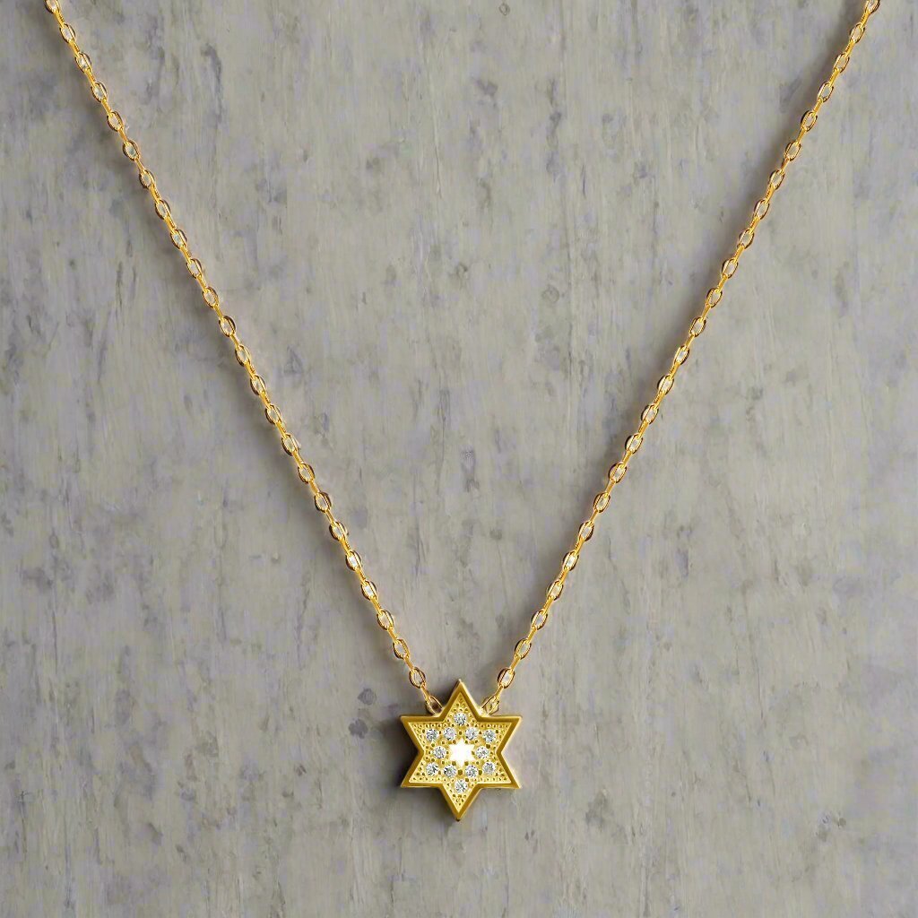 Sparkling Star of David Necklace with a Cut out Star