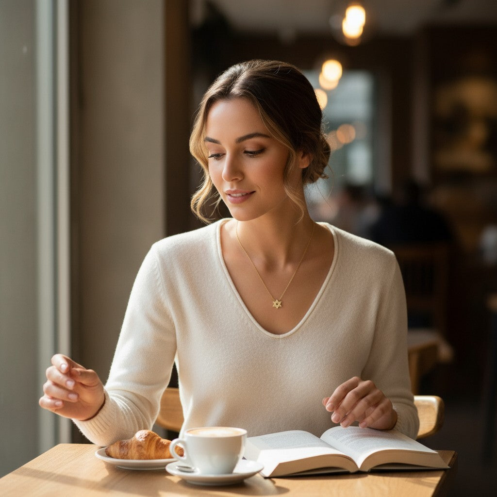 Sparkling Star of David Necklace with a Cut out Star